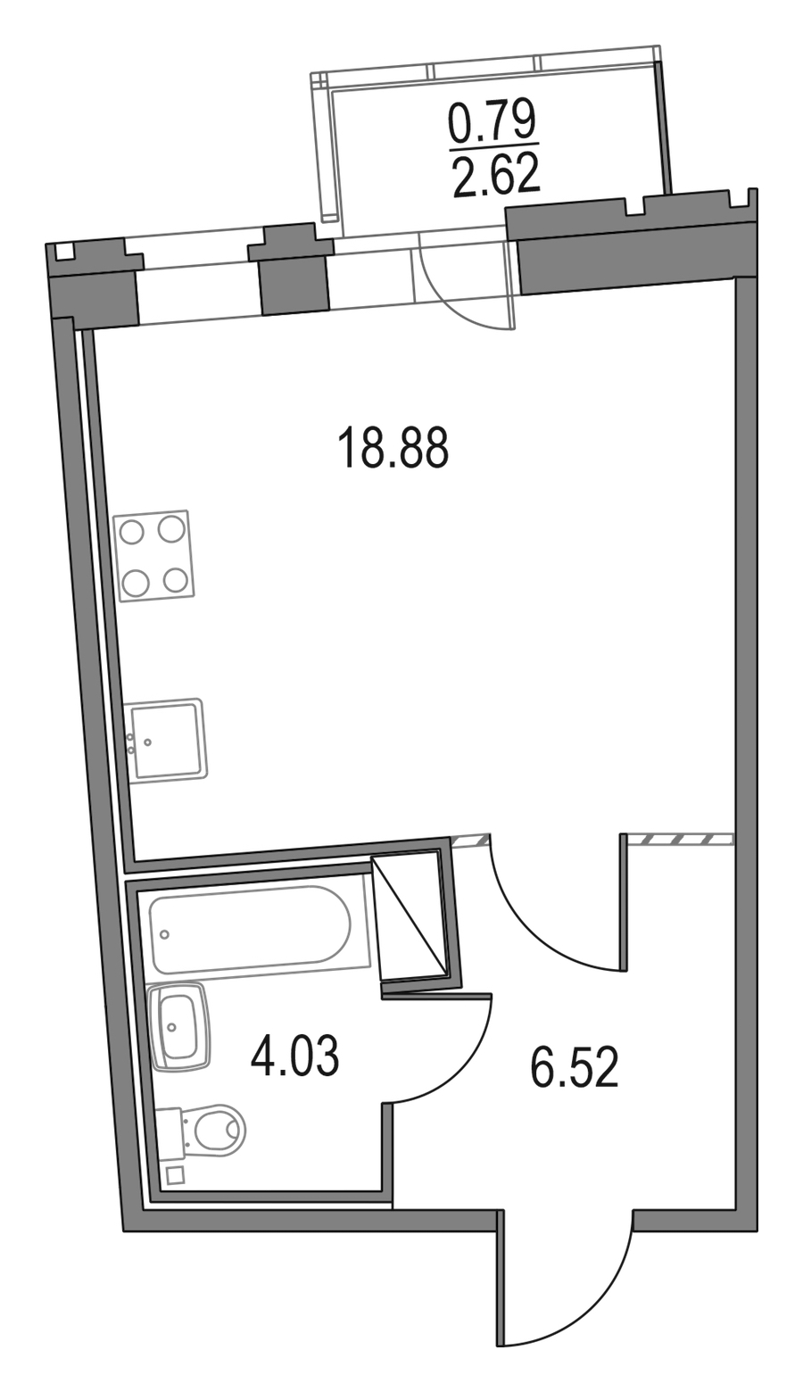 Квартира студия 29.43 м², 20/25 эт., ЖК «Приморский квартал»